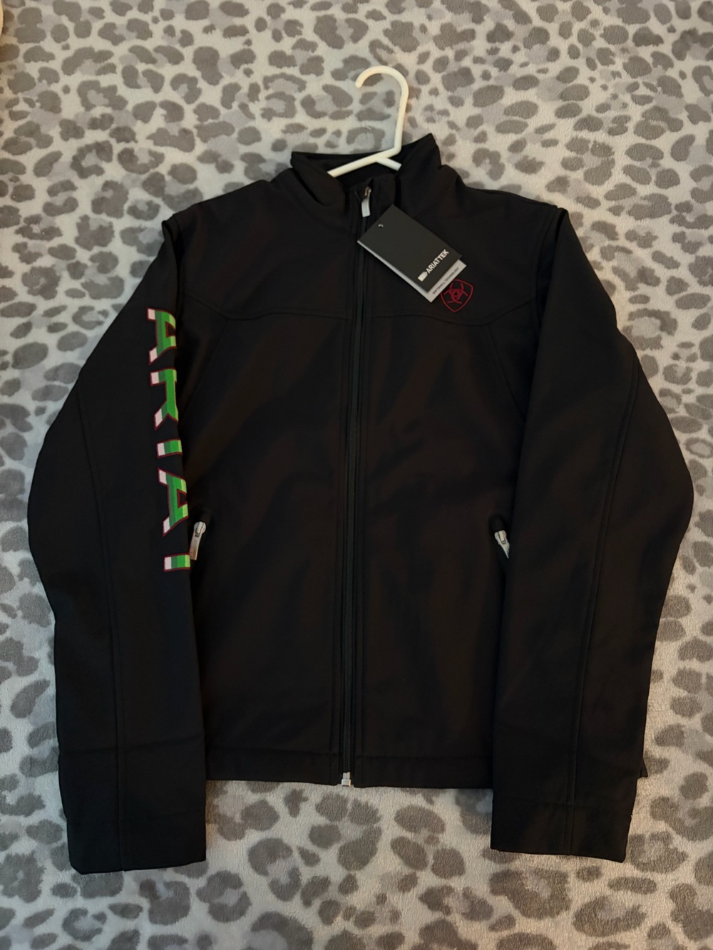 Ariat Black Full-Zip Jacket with Multicolor Sleeve Logo